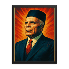 Habib Bourguiba framed print on a plain backdrop in size 18"x24".