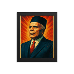 Habib Bourguiba framed print on a plain backdrop in size 8"x10".