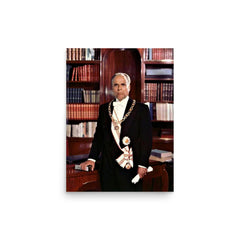 Habib Bourguiba poster on a plain backdrop in size 12"x16".