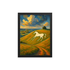 Hackpen White Horse England framed print on a plain backdrop in size 12"x16".