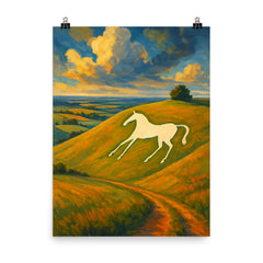 Hackpen White Horse England poster on a plain backdrop in size 8"x10".