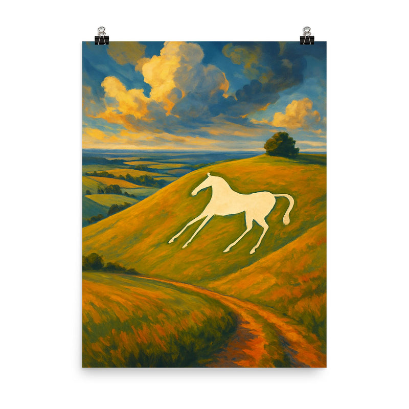 Hackpen White Horse England poster on a plain backdrop in size 8