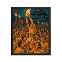 Hadaka Matsuri Okayama Japan framed print on a plain backdrop in size 16"x20".