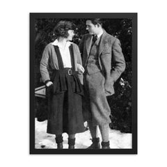 Hadley Richardson and Ernest Hemingway framed print on a plain backdrop in size 18"x24".