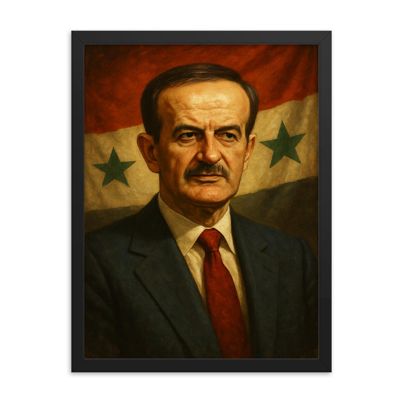 Hafez al Assad framed print on a plain backdrop in size 18