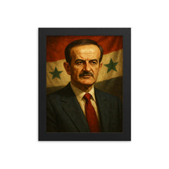 Hafez al Assad framed print on a plain backdrop in size 8"x10".
