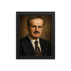 Hafez al Assad portrait framed print on a plain backdrop in size 8"x10".