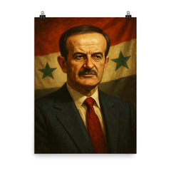 Hafez al Assad poster on a plain backdrop in size 8"x10".
