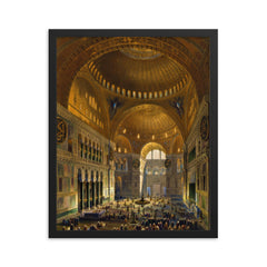 Hagia Sophia - Aya Sofia - Church by Gaspare Fossati framed print on a plain backdrop in size 16"x20".