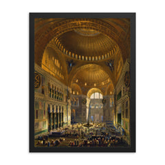 Hagia Sophia - Aya Sofia - Church by Gaspare Fossati framed print on a plain backdrop in size 18"x24".