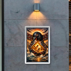 Haida raven opening the shell of humans poster 2
