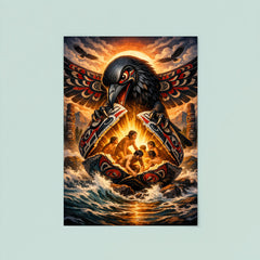 Haida raven opening the shell of humans poster 8