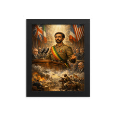 Haile Selassie before the League of Nations framed print on a plain backdrop in size 8"x10".