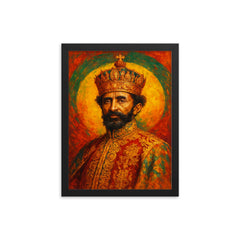 Haile Selassie I framed print on a plain backdrop in size 12"x16".