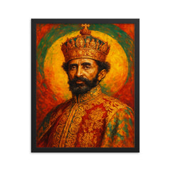 Haile Selassie I framed print on a plain backdrop in size 16"x20".