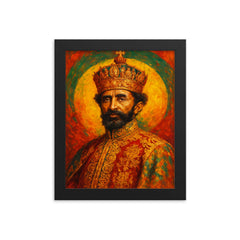 Haile Selassie I framed print on a plain backdrop in size 8"x10".