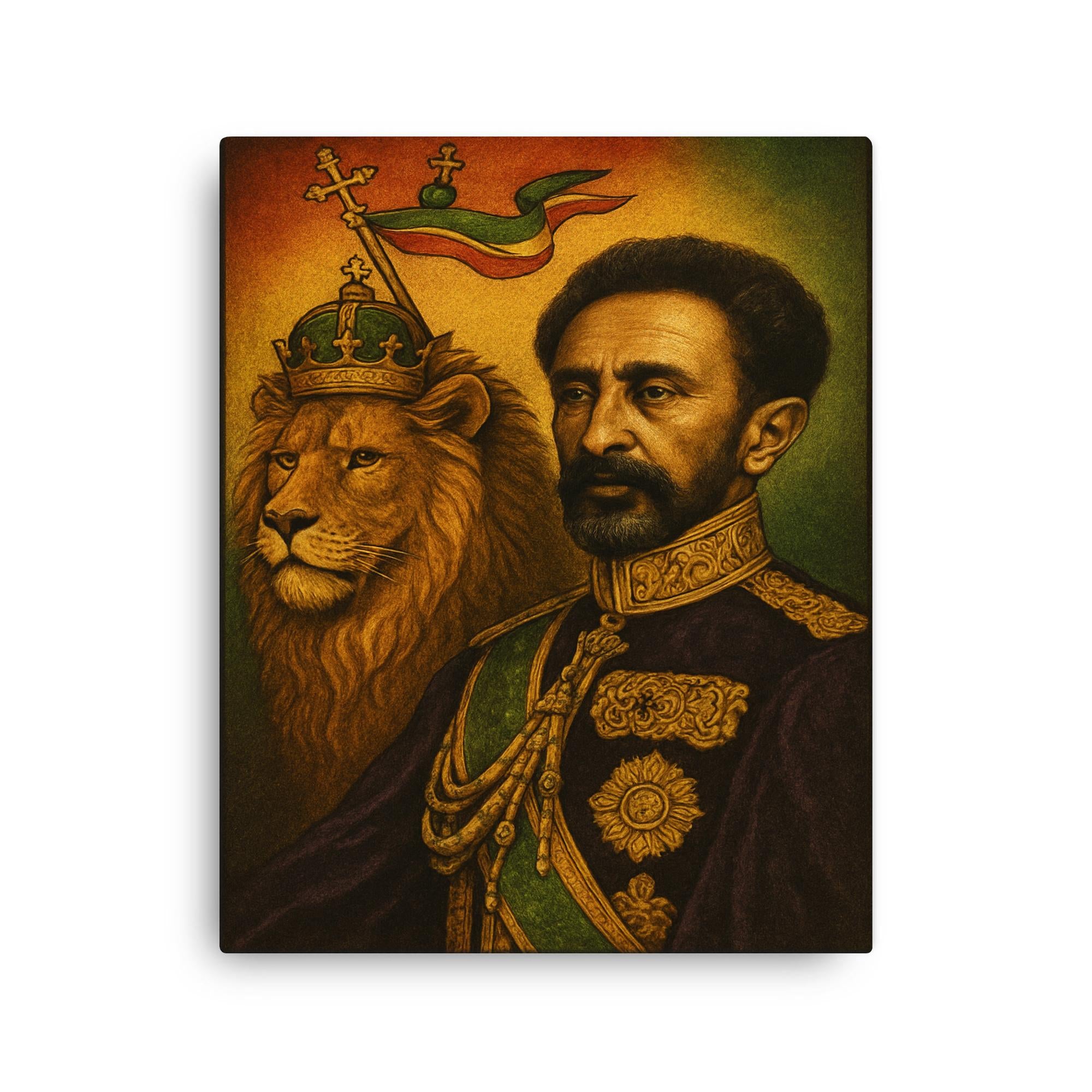 Haile Selassie Lion Standard Portrait Canvas Print Wall Art