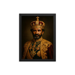 Haile Selassie regal framed print on a plain backdrop in size 12"x16".