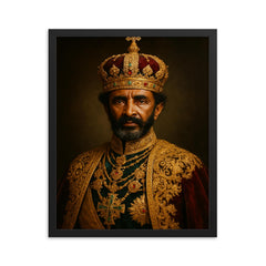 Haile Selassie regal framed print on a plain backdrop in size 16"x20".