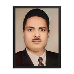 Hakeem Manzoor framed print on a plain backdrop in size 18"x24".