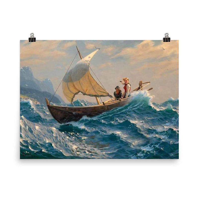Halfway Across the Fjord by Johan Christian Dahl poster on a plain backdrop in size 8