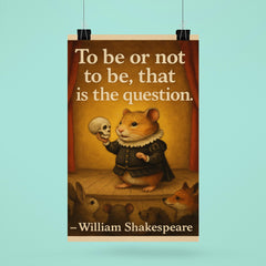 Hamlet hamster holding skull on stage with animal audience poster 6