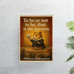 Hamlet hamster holding skull on stage with animal audience poster 7