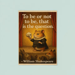 Hamlet hamster holding skull on stage with animal audience poster 8