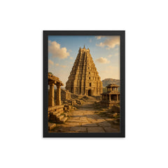 Hampi Ruins India framed print on a plain backdrop in size 12"x16".