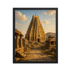 Hampi Ruins India framed print on a plain backdrop in size 16"x20".
