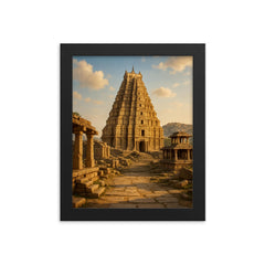 Hampi Ruins India framed print on a plain backdrop in size 8"x10".