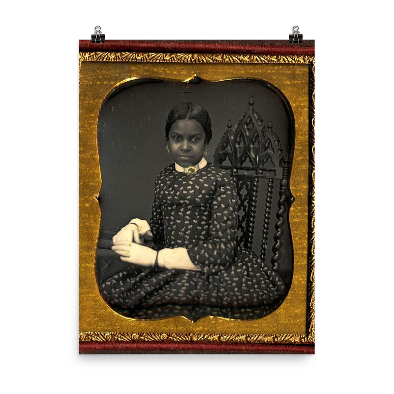 Hand-Colored Sixth-Plate Daguerreotype of an Unidentified African American Woman, c. 1855 poster on a plain backdrop in size 8