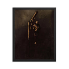 Hanged Man by Victor Hugo framed print on a plain backdrop in size 16"x20".