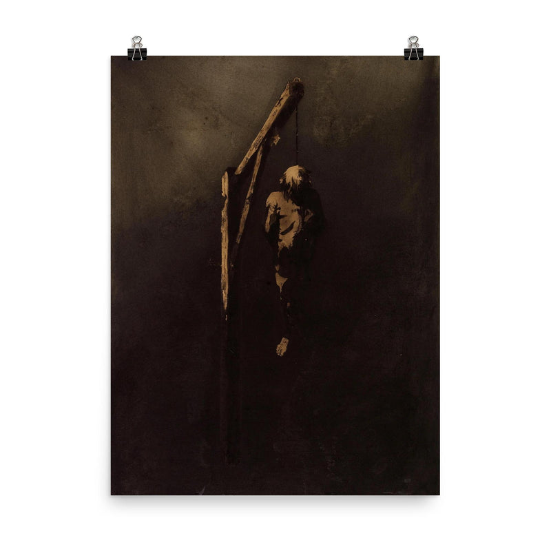 Hanged Man by Victor Hugo poster on a plain backdrop in size 8