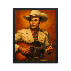 Hank Williams framed print on a plain backdrop in size 16"x20".