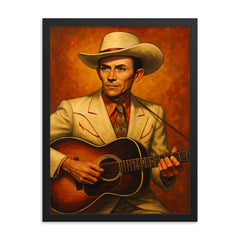 Hank Williams framed print on a plain backdrop in size 18"x24".
