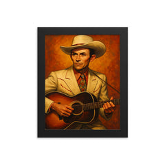 Hank Williams framed print on a plain backdrop in size 8"x10".
