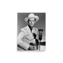 Hank Williams poster on a plain backdrop in size 12"x16".