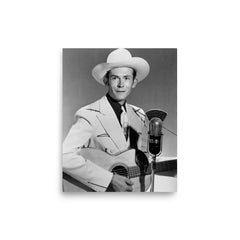 Hank Williams poster on a plain backdrop in size 8"x10".