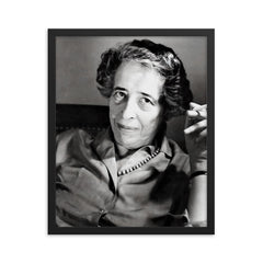 Hannah Arendt framed print on a plain backdrop in size 16"x20".