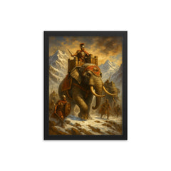 Hannibal Barca alpine war elephants framed print on a plain backdrop in size 12"x16".