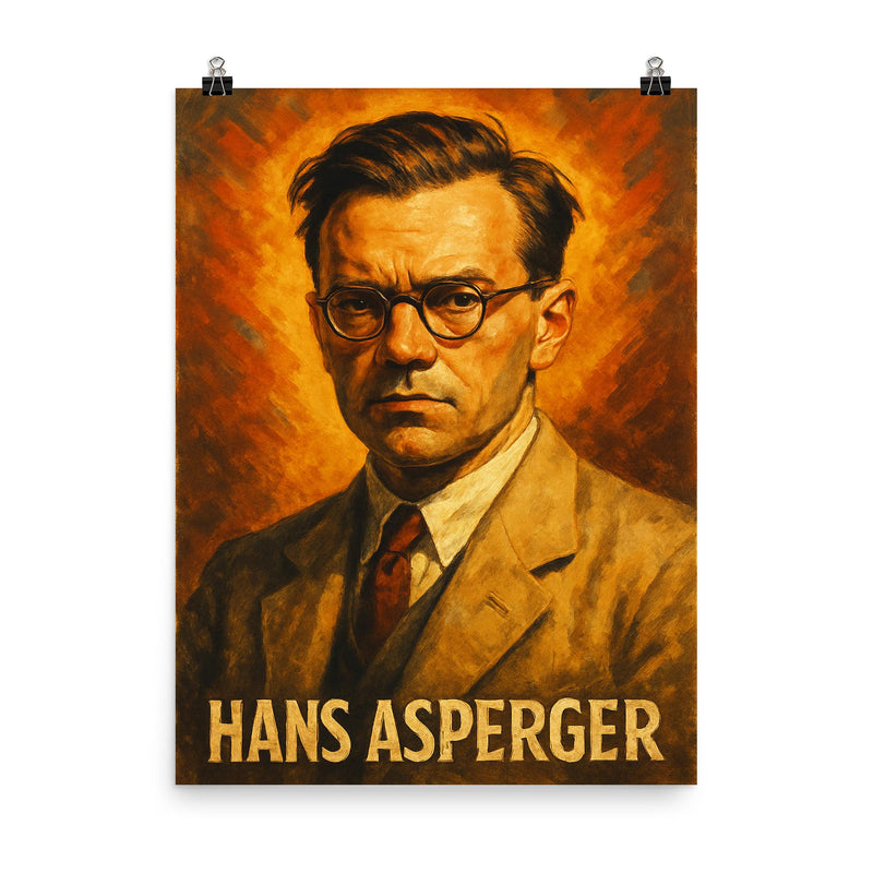 Hans Asperger poster on a plain backdrop in size 8