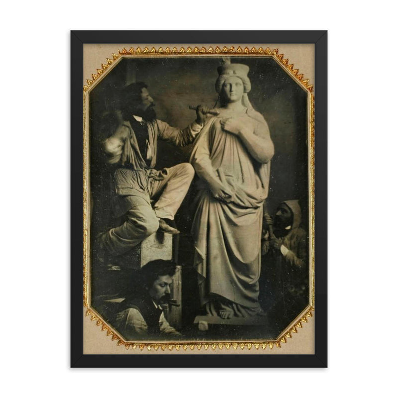 Hans Gasser and Assistants Working, Circa 1857 framed print on a plain backdrop in size 18