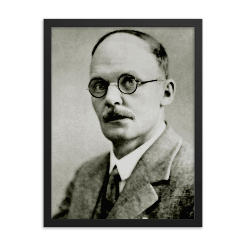 Hans Geiger framed print on a plain backdrop in size 18