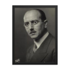 Hans Kelsen framed print on a plain backdrop in size 18"x24".
