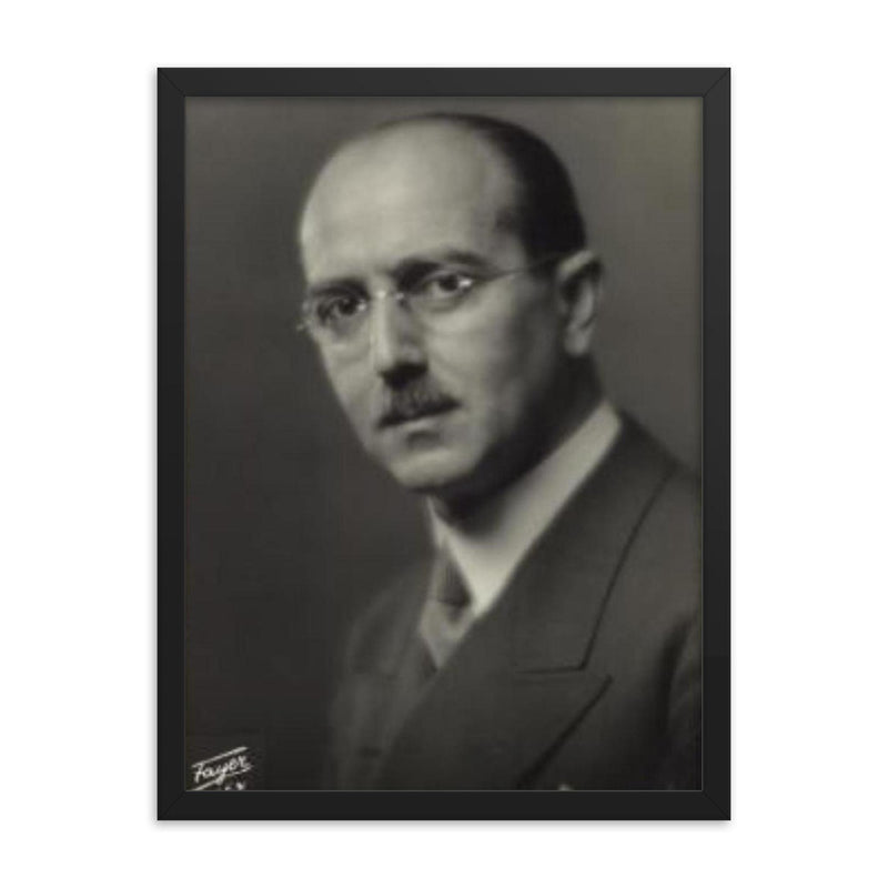 Hans Kelsen framed print on a plain backdrop in size 18