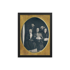Happy-Looking Group Daguerreotype framed print on a plain backdrop in size 12"x16".