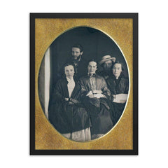 Happy-Looking Group Daguerreotype framed print on a plain backdrop in size 18"x24".