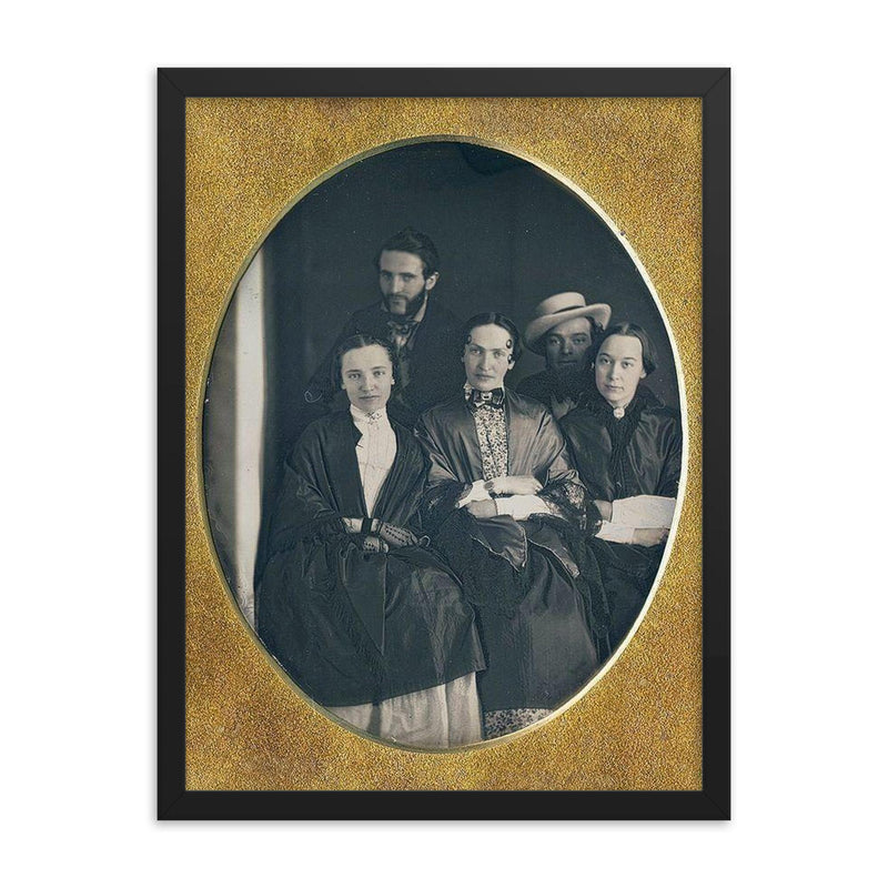 Happy-Looking Group Daguerreotype framed print on a plain backdrop in size 18