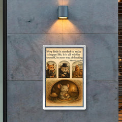 happy mouse simple life quote marcus aurelius poster 2